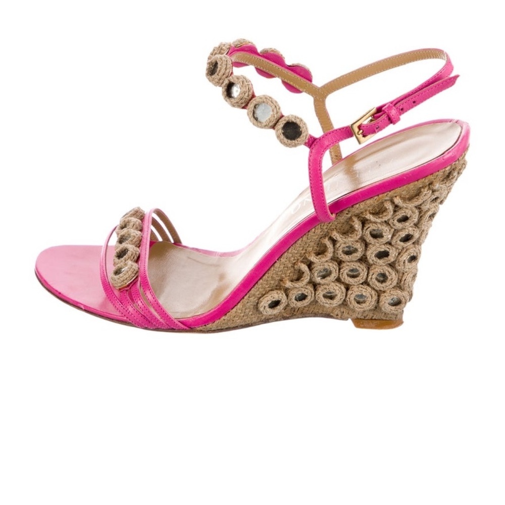Valentino Pink Espadrille Sandal Wedges